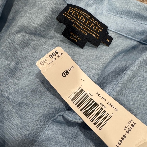 Pendleton NWT Blue Relaxed Cotton Popover Dolman Sleeve Top Shirt Size M - Picture 3 of 3